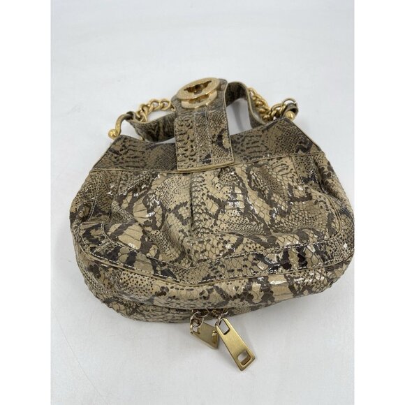 Steven By Steve Madden Faux Python Shoulder Purse‎ Gold Hardware Chain Strap - Picture 6 of 15